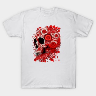 Red Flowers Skull T-Shirt